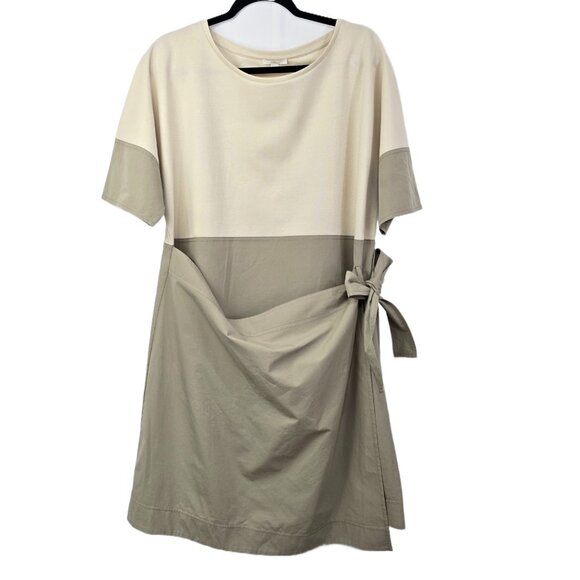 COS Contrast Wrap Dress Khaki Size L – Organic Fabric, Midi Workwear - Picture 6 of 13